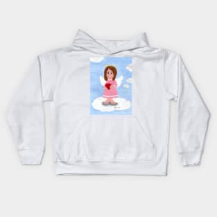 Little dark-haired angel girl with a heart Kids Hoodie